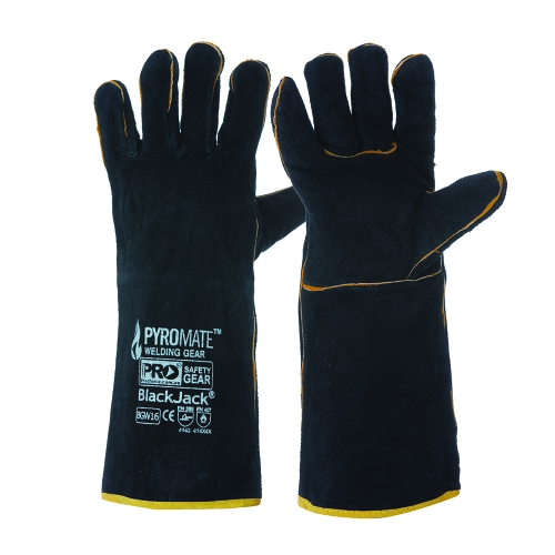 GLOVE WELDERS BLACK AND GOLD LINED WELTED 406MM LONG